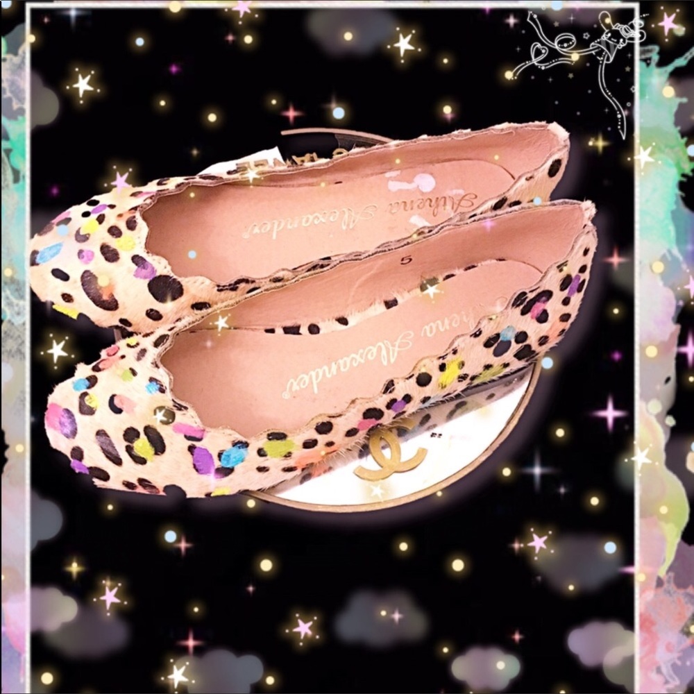 Mohair Neon Cheetah Scolloped Flats